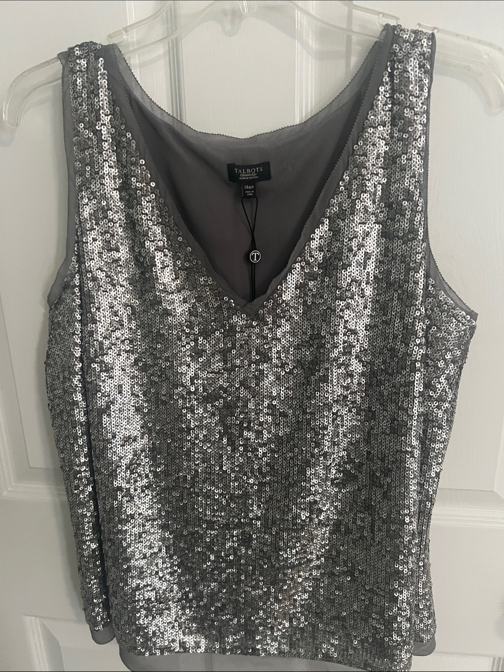 Talbots Silver Sequin V-Neck Camisole